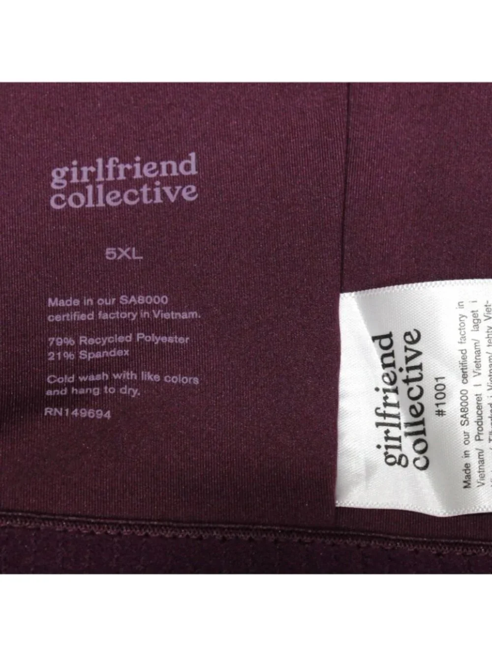 Girlfriend Collective Topanga Halter Sports Bra Purple Size 5XL #1001